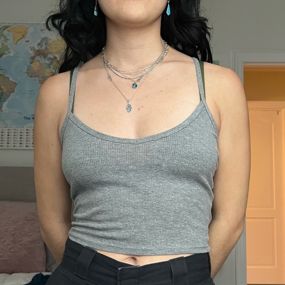 Grey Cropped Tank - Picture 1 of 5